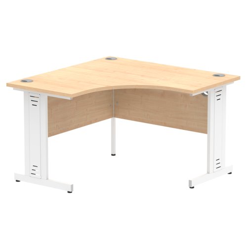 Impulse 1200mm Corner Office Desk Maple Top White Cable Managed Leg