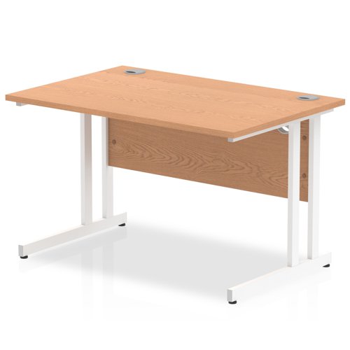 Impulse 1200 x 800mm Straight Office Desk Oak Top White Cantilever Leg