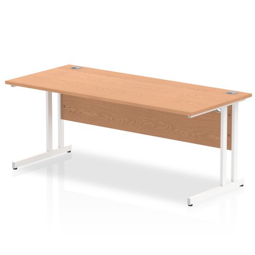 Impulse 1800 x 800mm Straight Desk Oak Top White Cantilever Leg MI002646