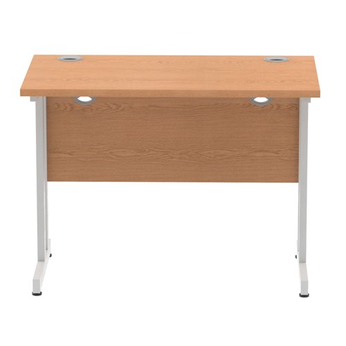 Impulse 1000 x 600mm Straight Office Desk Oak Top Silver Cantilever Leg