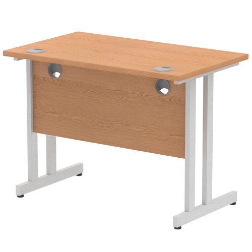 Straight Desk (1000x600mm) Oak Top Silver Cantilever Leg