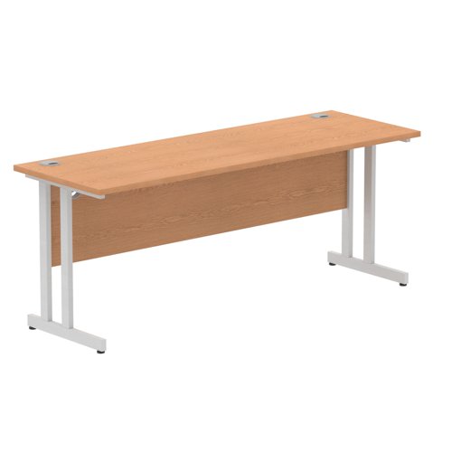 Impulse 1800 x 600mm Straight Desk Oak Top Silver Cantilever Leg MI002651
