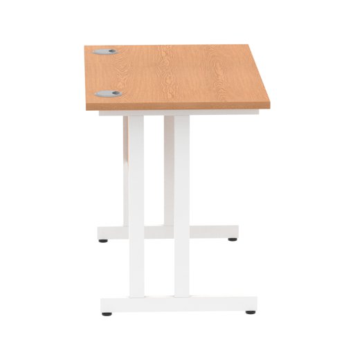 Impulse 1000 x 600mm Straight Office Desk Oak Top White Cantilever Leg