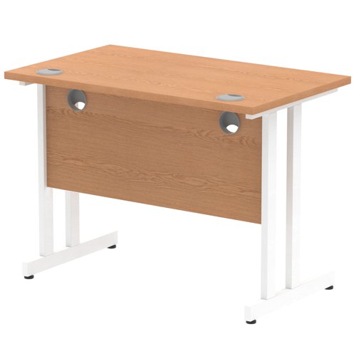 Impulse 1000 x 600mm Straight Office Desk Oak Top White Cantilever Leg