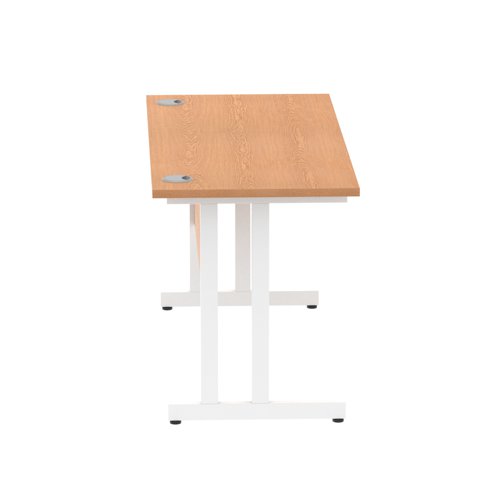 Impulse 1400 x 600mm Straight Office Desk Oak Top White Cantilever Leg Office Desks DS6205