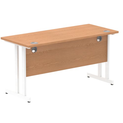 Impulse 1400 x 600mm Straight Office Desk Oak Top White Cantilever Leg