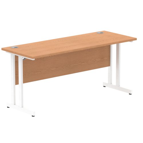 Impulse 1600 x 600mm Straight Office Desk Oak Top White Cantilever Leg