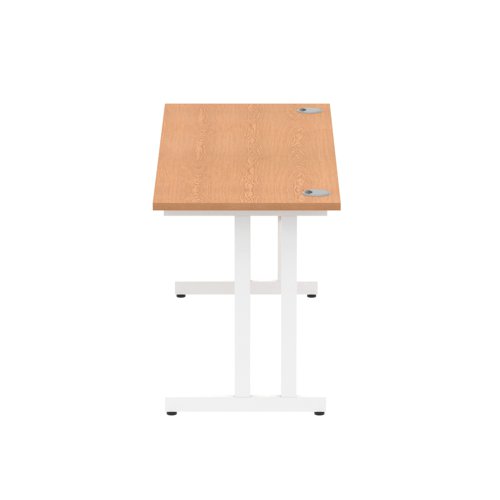 Impulse 1600 x 600mm Straight Office Desk Oak Top White Cantilever Leg