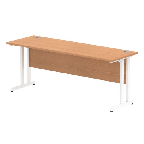 Impulse 1800 x 600mm Straight Office Desk Oak Top White Cantilever Leg