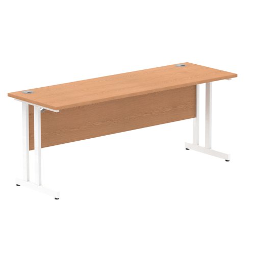 Impulse 1800 x 600mm Straight Office Desk Oak Top White Cantilever Leg