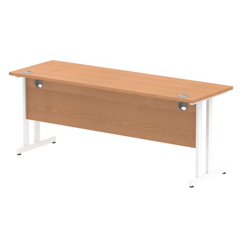 Impulse 1800 x 600mm Straight Office Desk Oak Top White Cantilever Leg