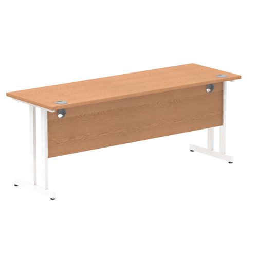 Impulse 1800 x 600mm Straight Office Desk Oak Top White Cantilever Leg