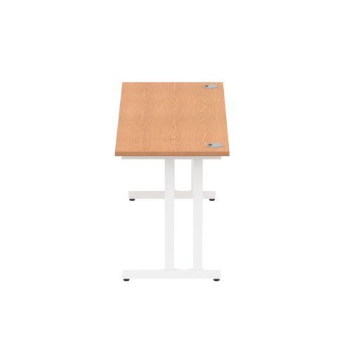 Impulse 1800 x 600mm Straight Office Desk Oak Top White Cantilever Leg