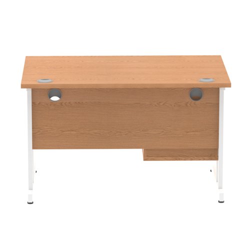 Impulse 1200 x 800mm Straight Office Desk Oak Top White Cantilever Leg Workstation 1 x 2 Drawer Fixed Pedestal