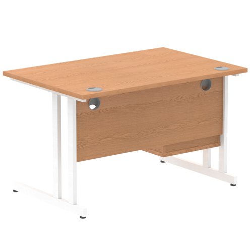 Impulse 1200 x 800mm Straight Office Desk Oak Top White Cantilever Leg Workstation 1 x 2 Drawer Fixed Pedestal