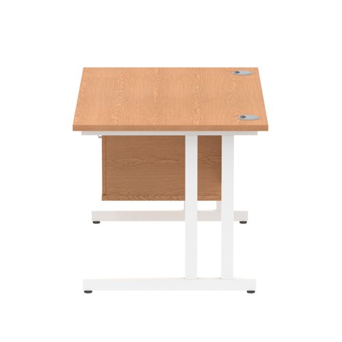 Impulse 1200 x 800mm Straight Office Desk Oak Top White Cantilever Leg Workstation 1 x 2 Drawer Fixed Pedestal