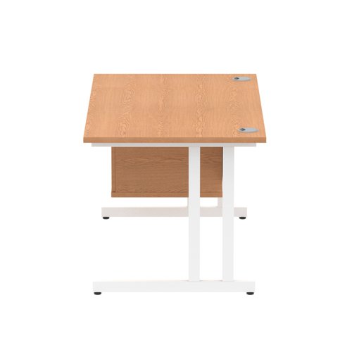 Impulse 1400 x 800mm Straight Office Desk Oak Top White Cantilever Leg Workstation 1 x 2 Drawer Fixed Pedestal