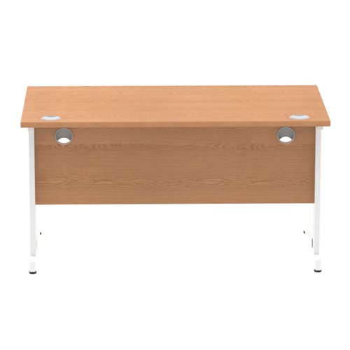 Impulse 1400 x 800mm Straight Desk Oak Top White Cable Managed Leg MI002724