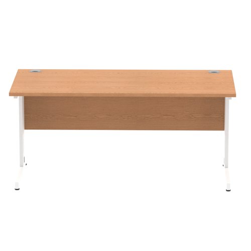 Impulse 1600 x 800mm Straight Office Desk Oak Top White Cable Managed Leg