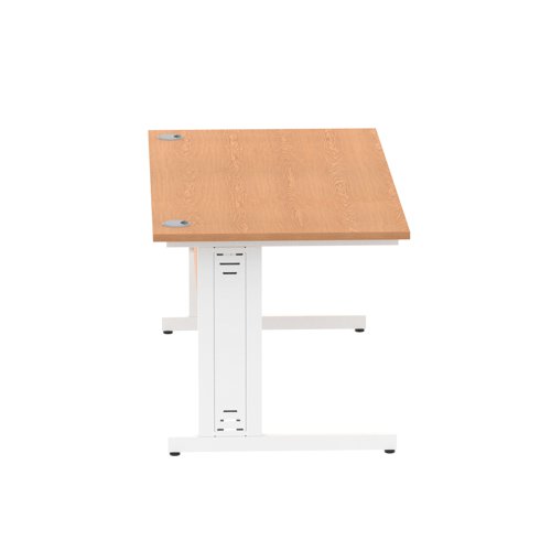 Impulse 1600 x 800mm Straight Office Desk Oak Top White Cable Managed Leg