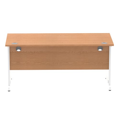 Impulse 1600 x 800mm Straight Office Desk Oak Top White Cable Managed Leg