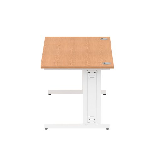 Impulse 1600 x 800mm Straight Office Desk Oak Top White Cable Managed Leg