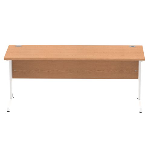 Impulse 1800 x 800mm Straight Office Desk Oak Top White Cable Managed Leg