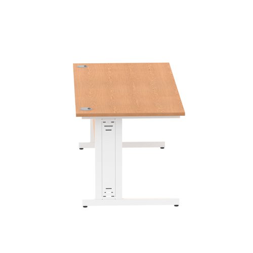 Impulse 1800 x 800mm Straight Office Desk Oak Top White Cable Managed Leg