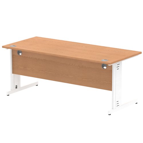 Impulse 1800 x 800mm Straight Office Desk Oak Top White Cable Managed Leg