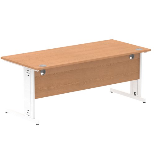 Impulse 1800 x 800mm Straight Office Desk Oak Top White Cable Managed Leg