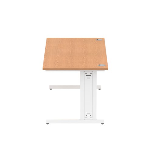 Impulse 1800 x 800mm Straight Office Desk Oak Top White Cable Managed Leg