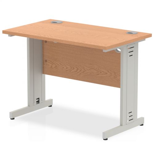 Impulse 1000/600 Rectangle Silver Cable Managed Leg Desk Oak