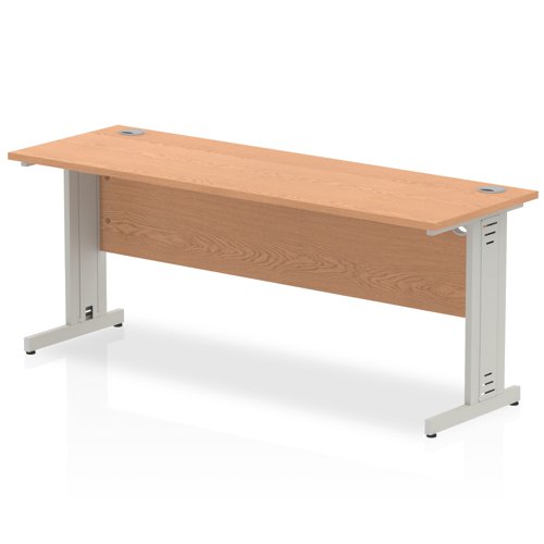 Impulse 1800 x 600mm Straight Office Desk Oak Top Silver Cable Managed Leg