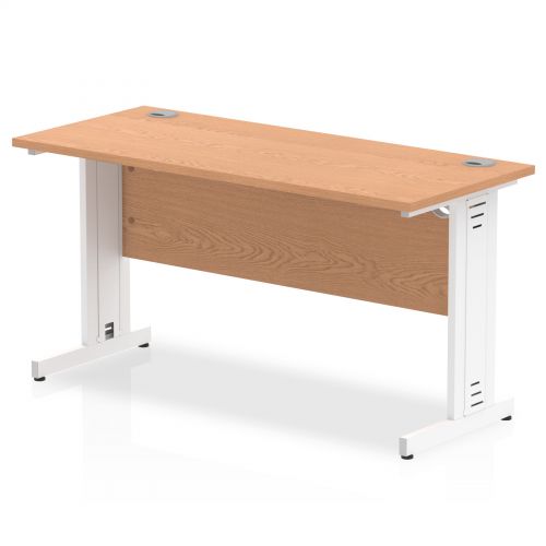Impulse 1400/600 Rectangle White Cable Managed Leg Desk Oak