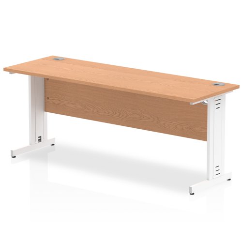 Impulse 1800 x 600mm Straight Office Desk Oak Top White Cable Managed Leg