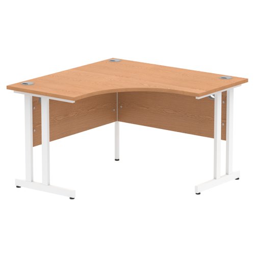 Impulse 1200mm Corner Office Desk Oak Top White Cantilever Leg