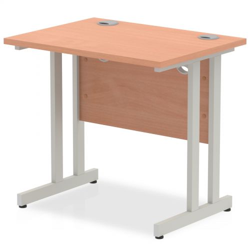 Impulse 800 x 600mm Straight Desk Beech Top Silver Cantilever Leg MI002884
