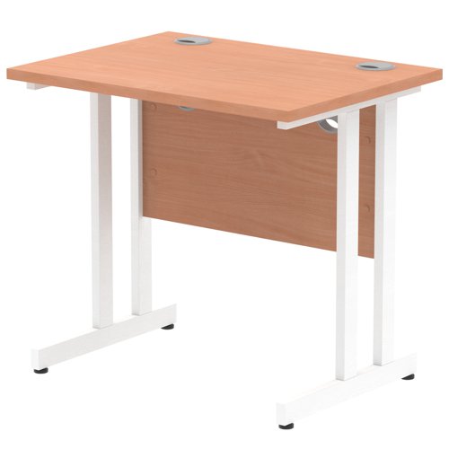 Impulse 800 x 600mm Straight Office Desk Beech Top White Cantilever Leg