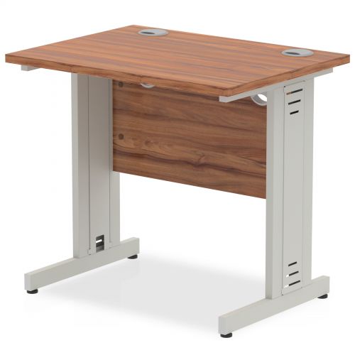 Impulse 800/600 Rectangle Silver Cable Managed Leg Desk Walnut