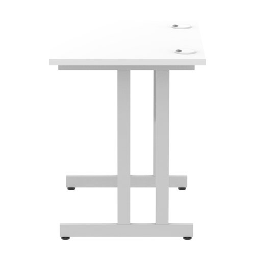 Impulse 800 x 600mm Straight Desk White Top Silver Cantilever Leg MI002894