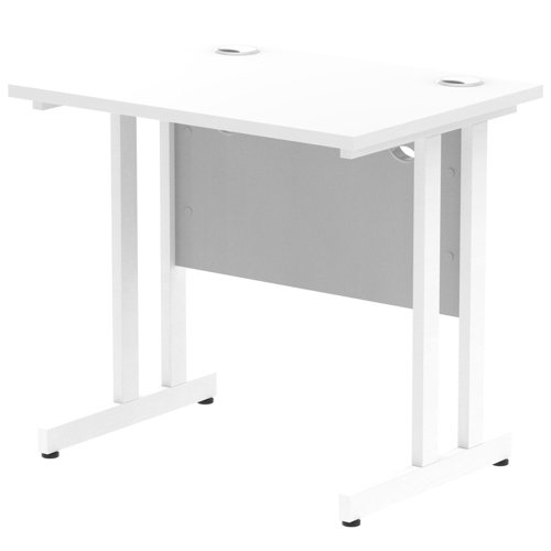 Impulse 800 x 600mm Straight Office Desk White Top White Cantilever Leg