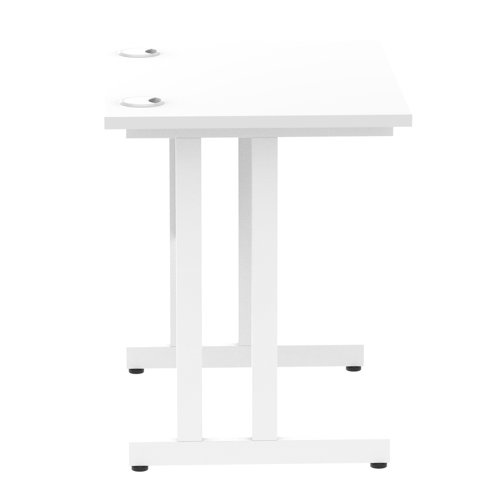 Impulse 800 x 600mm Straight Desk White Top White Cantilever Leg MI002895