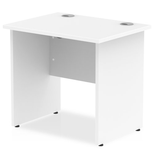 Impulse 800 x 600mm Straight Office Desk White Top Panel End Leg