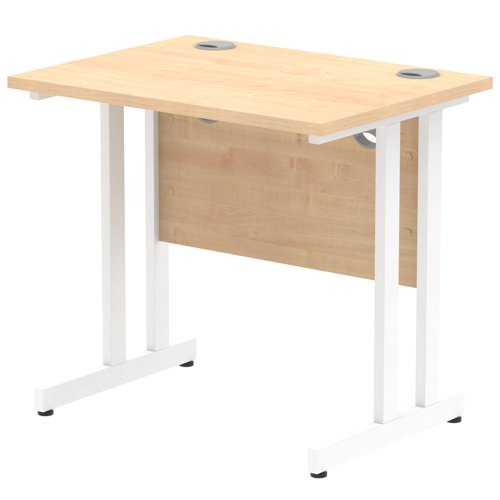 Impulse 800 x 600mm Straight Office Desk Maple Top White Cantilever Leg