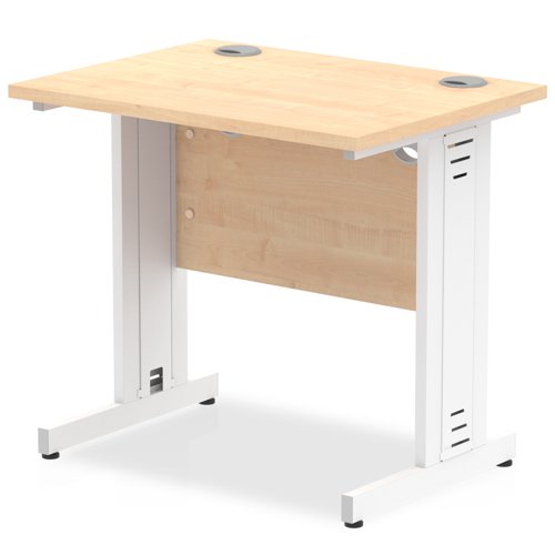 Impulse 800 x 600mm Straight Office Desk Maple Top White Cable Managed Leg