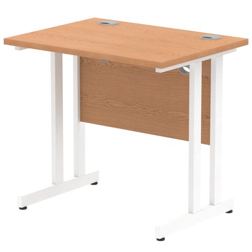 Impulse 800 x 600mm Straight Office Desk Oak Top White Cantilever Leg