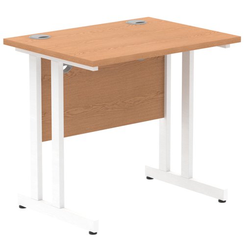 Impulse 800 x 600mm Straight Office Desk Oak Top White Cantilever Leg