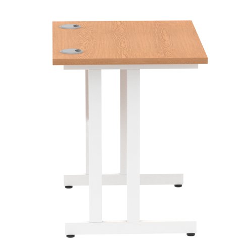 Impulse 800 x 600mm Straight Office Desk Oak Top White Cantilever Leg