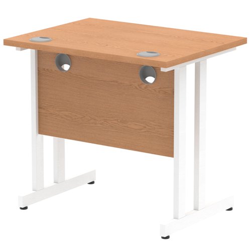 Impulse 800 x 600mm Straight Office Desk Oak Top White Cantilever Leg