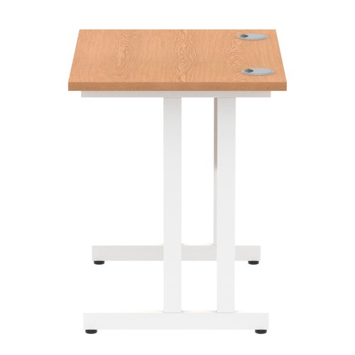 Impulse 800 x 600mm Straight Office Desk Oak Top White Cantilever Leg